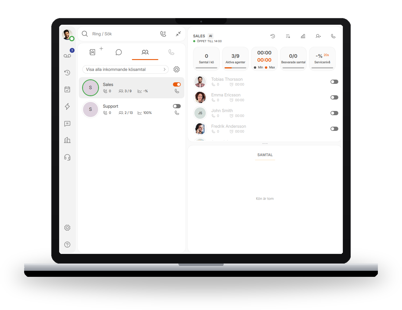 Infinity desktop-app på laptop — modern växel